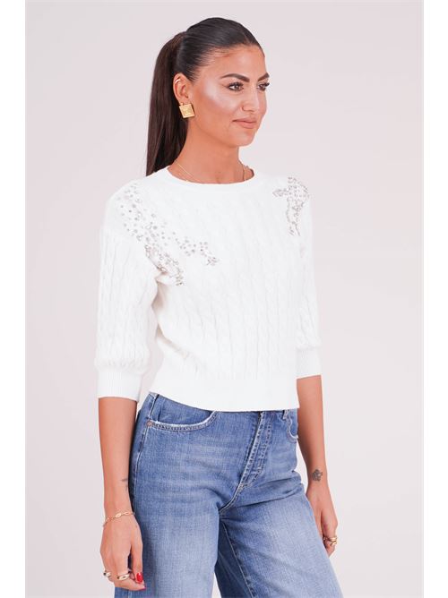 Maglia in viscosa con strass Try Me | 5094MILK